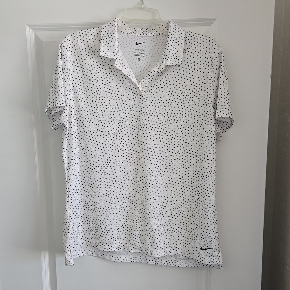 Nike White Polo Shirt with Black Dots
